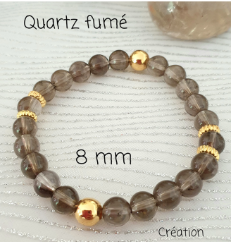 Bracelet en Quartz Fumé, 8 mm .