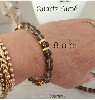 Bracelet en Quartz Fumé, 8 mm .