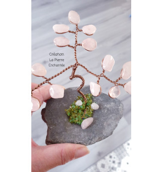 Arbre de vie en Quartz rose .