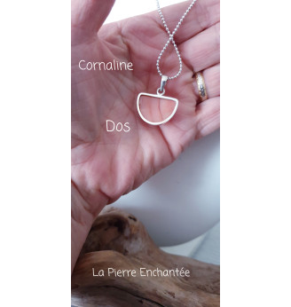 Pendentif en Cornaline demi lune , Argent 925 .