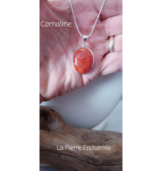 Pendentif en Cornaline , Argent 925 .