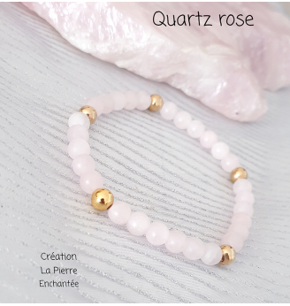 Bracelet en Quartz Rose , perles mates 6 mm .