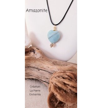 Collier cœur en Amazonite  et arbre de vie .