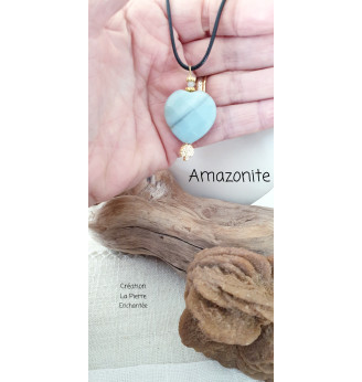 Collier cœur en Amazonite  et arbre de vie .
