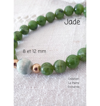 Bracelet en Jade , 8 et 12 mm .