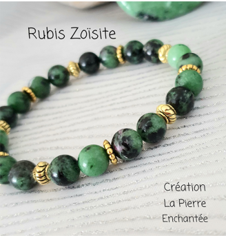 Bracelet en Rubis ZoÏsite, 8 mm .