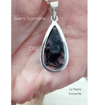 Pendentif en Quartz Tourmaline, Argent 925 .