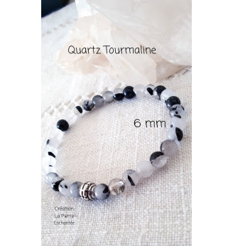 Bracelet en Quartz Tourmaline , 6 mm .
