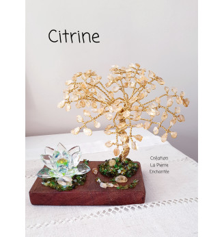 Arbre de vie en Citrine et Fleur de Lotus en Cristal .