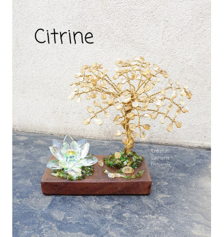 Arbre de vie en Citrine et Fleur de Lotus en Cristal .
