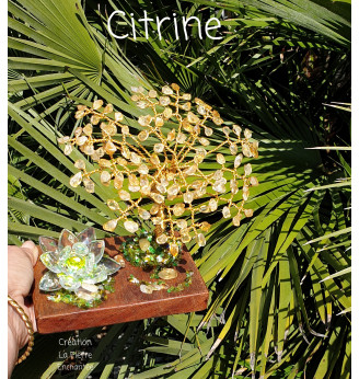 Arbre de vie en Citrine et Fleur de Lotus en Cristal .