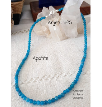 Collier ras de cou en Apatite, 4 mm .
