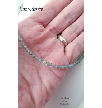 Collier ras de cou en Labradorite, 4 mm .