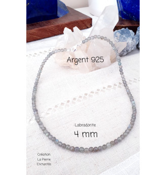 Collier ras de cou en Labradorite, 4 mm .