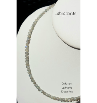 Collier ras de cou en Labradorite, 4 mm .