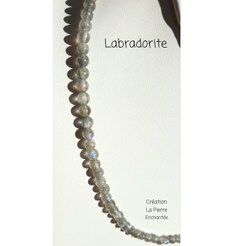 Collier ras de cou en Labradorite, 4 mm .