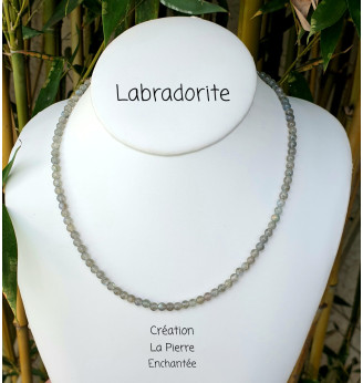 Collier ras de cou en Labradorite, 4 mm .
