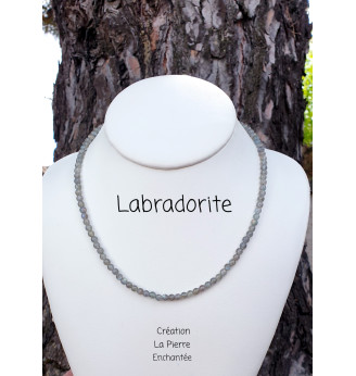 Collier ras de cou en Labradorite, 4 mm .