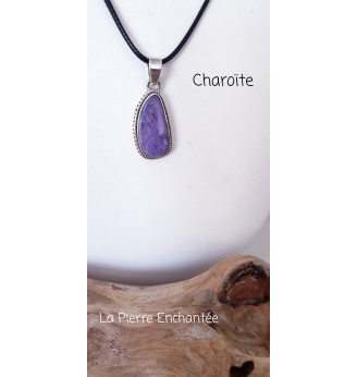 Pendentif Charoïte serti en Argent 925 – Élégance et Sérénité