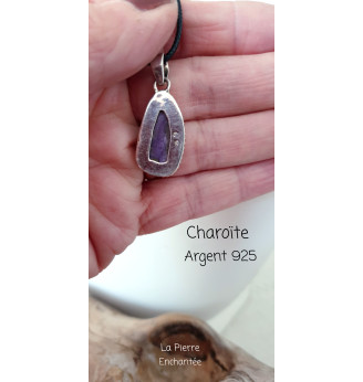 Pendentif Charoïte serti en Argent 925 – Élégance et Sérénité