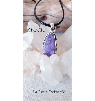 Pendentif Charoïte serti en Argent 925 – Élégance et Sérénité