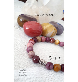 Bracelet en Jaspe Mokaïte ,8 mm .