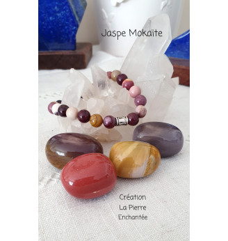 Bracelet en Jaspe Mokaïte ,8 mm .