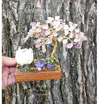 Arbre de vie en Améthyste et Amas de Quartz .