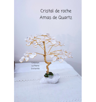 Arbre de vie en Cristal de Roche , sur Amas de Quartz.