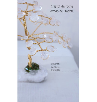 Arbre de vie en Cristal de Roche , sur Amas de Quartz.