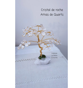 Arbre de vie en Cristal de Roche , sur Amas de Quartz.