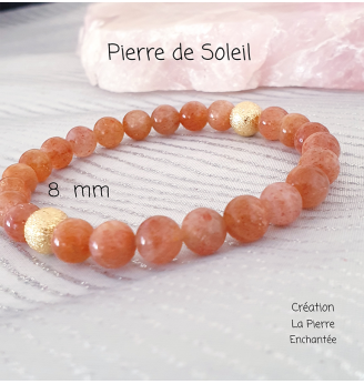 Bracelet en Pierre de Soleil , 8 mm .