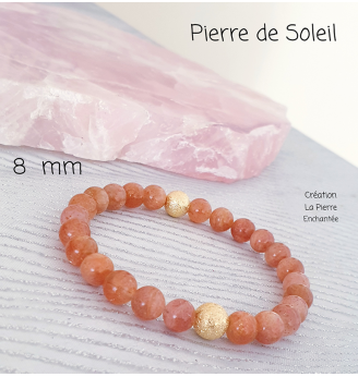 Bracelet en Pierre de Soleil , 8 mm .