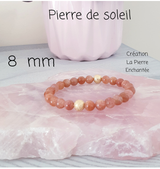Bracelet en Pierre de Soleil , 8 mm .